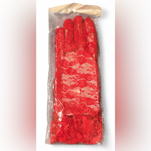 Accessories - Elegant Red Lace Mesh Veil Gloves Size OS (New with Tag)